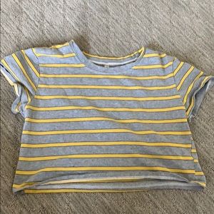 Yellow Striped Grey Top